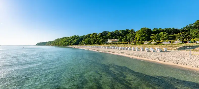 Panoramabild vom Strand in Göhren auf Rügen