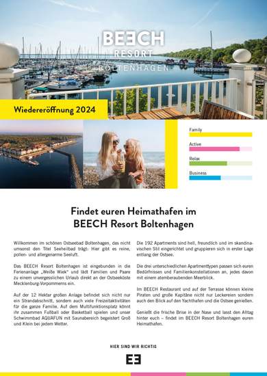 Katalog von BEECH Resort Boltenhagen – Heimathafen direkt an der Ostsee ansehen