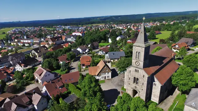 Luftaufnahme von der Bonndorfer Kirche