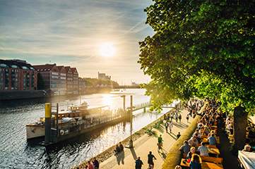 Die Weserpromenade Schlachte in Bremen