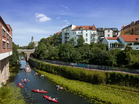 Boote auf Karl-Heine-Kanal Leipzig